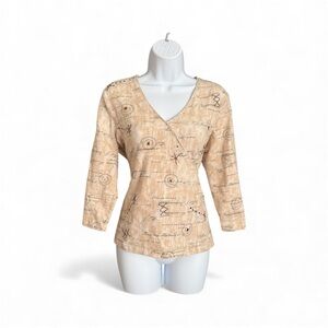 Hearts of Palm Beige Artistic Women's Blouse